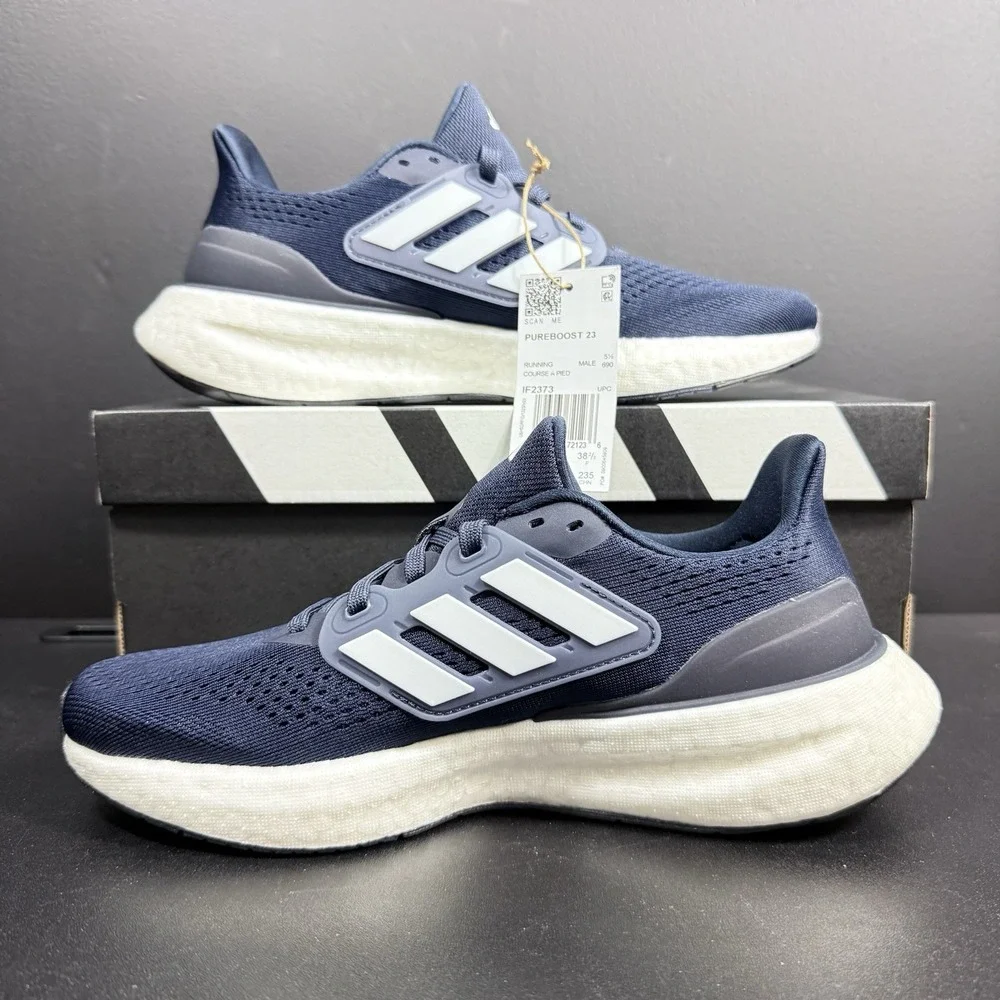 Adidas Men's Pureboost 23 IF2373 Navy Blue White Boost Sneakers‎ Size 6